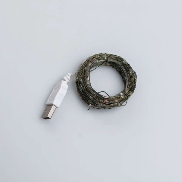 Гірлянда роса 20 метрів USB на 200 led світлодіодів крапля на зеленому дроті мультиколор USB200L20MGML USB200L20MGML фото