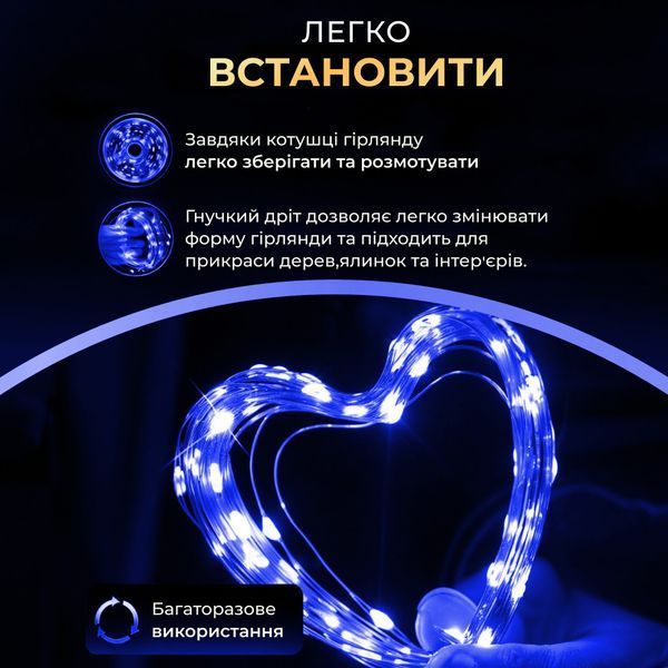 Гірлянда роса на пульті 100 метрів на 1000 led світлодіодів крапля на зеленому дроті синя 1000L100MGBL 1000L100MGBL фото
