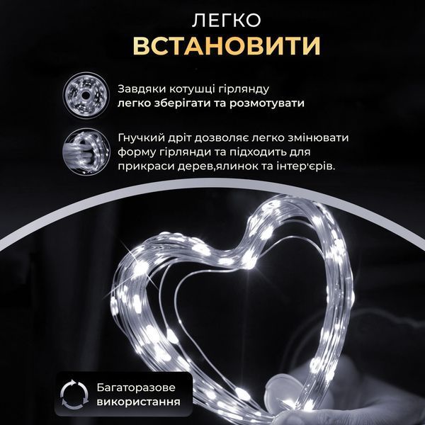 Гирлянда роса 20 метров USB на 200 led светодиодов капля зеленый провод белая USB200L20MGW USB200L20MGW фото