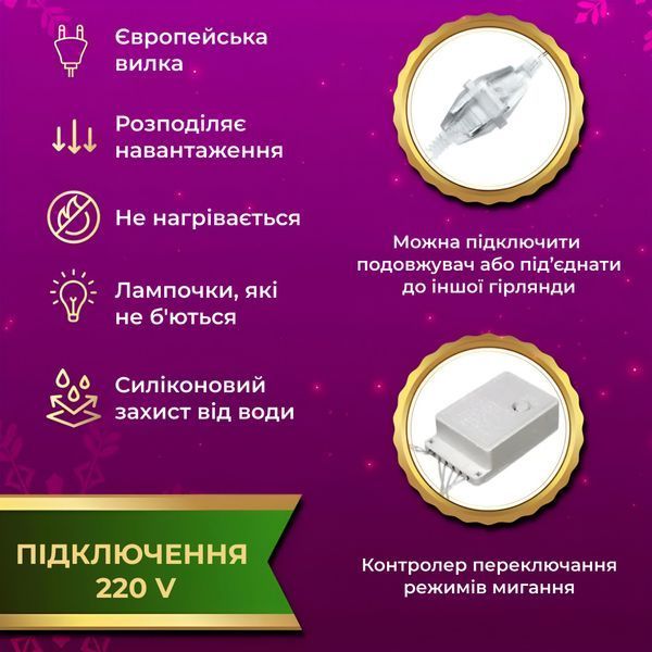 Гирлянда штора светодиодная GarlandoPro 200LED Роса 3х3м 8 режимов 10 нитей гирлянда роса на ёлке 173305ML 173308Y фото